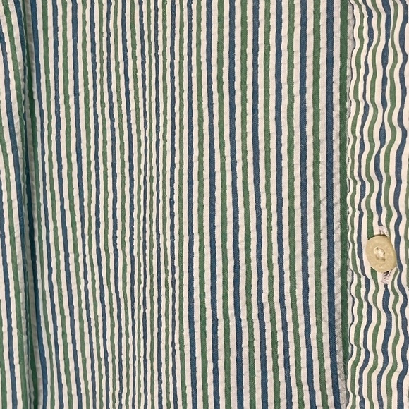 Lands End short sleeve button down seersucker shirt size Large 16-16.5 - Picture 4 of 6